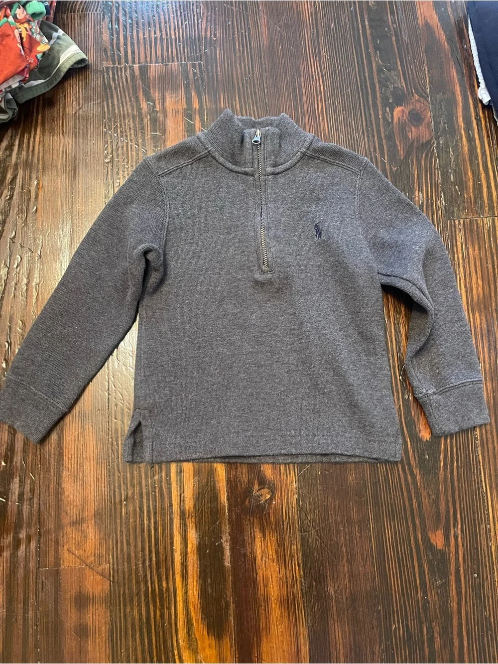 Ralph Lauren Toddler Charcoal Zip-Up Mock Neck Sweater